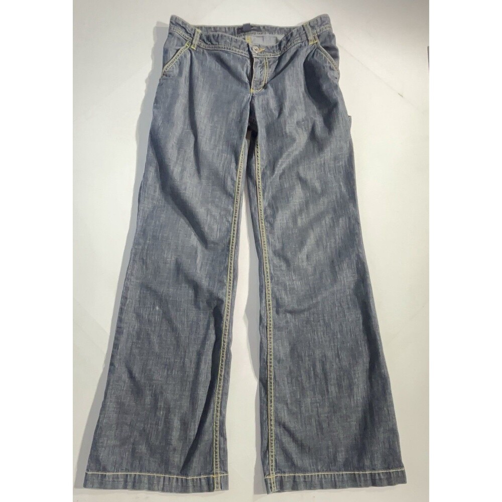 Banana Republic Yellow Stitching Wide Leg Jeans Size 2